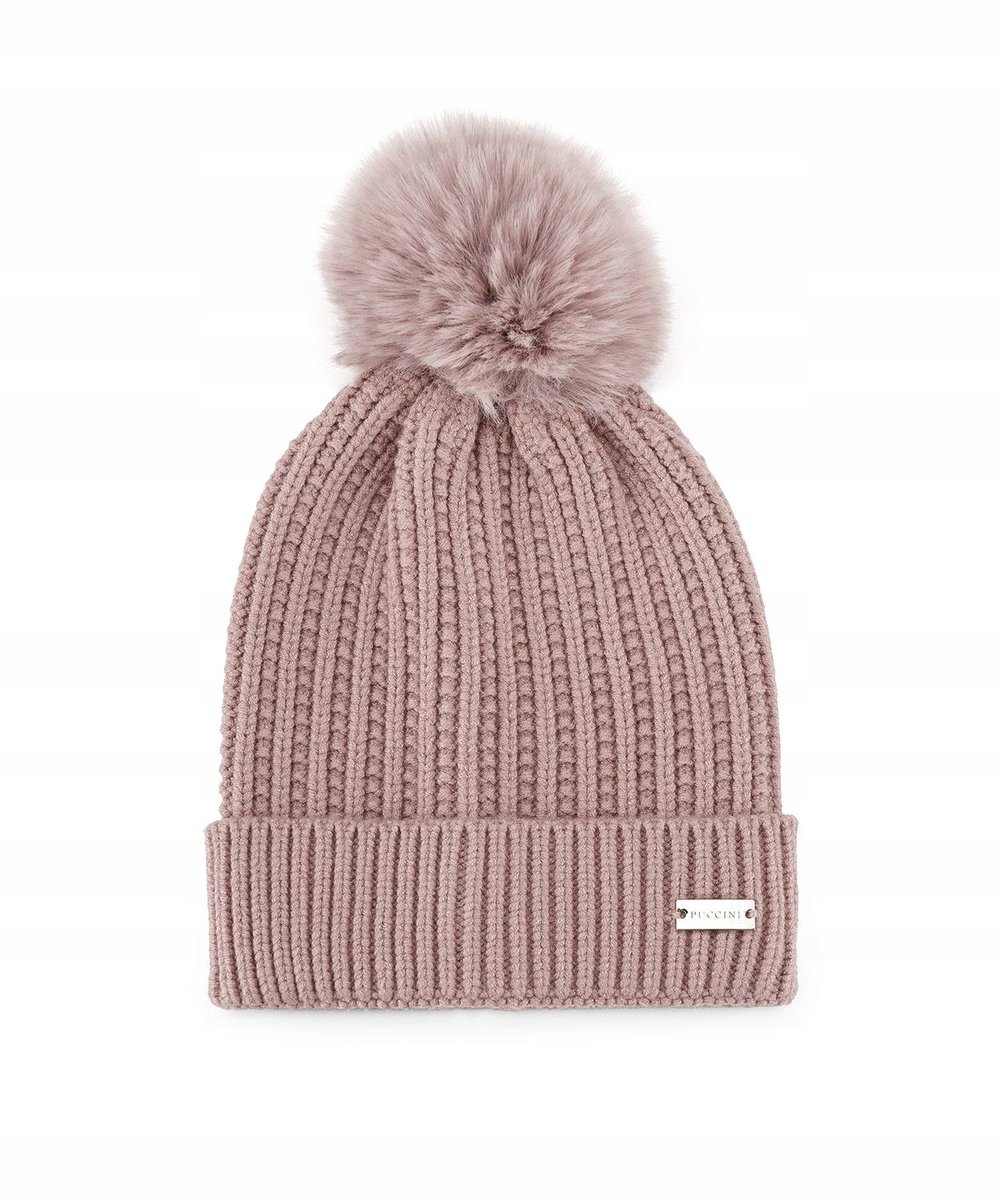 Czapka Zimowa Damska Gruba Z Pomponem Puccini Różowa Cz2511-3C
