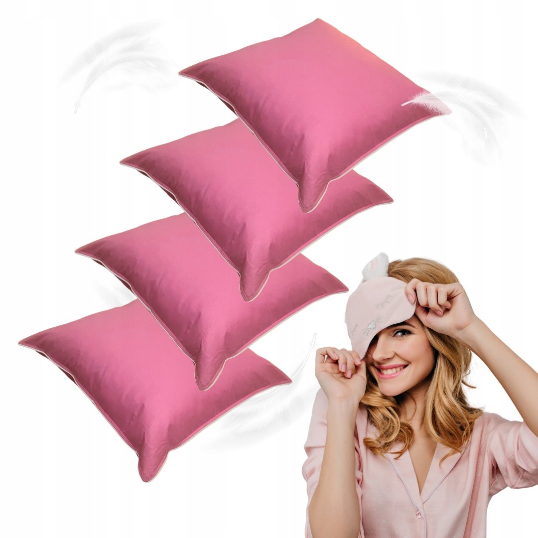 4X PODUSZKA PUCHOWA 40x40 RÓŻ ANTYALERGICZNA MIĘKKA DO SPANIA 100% BAWEŁNA