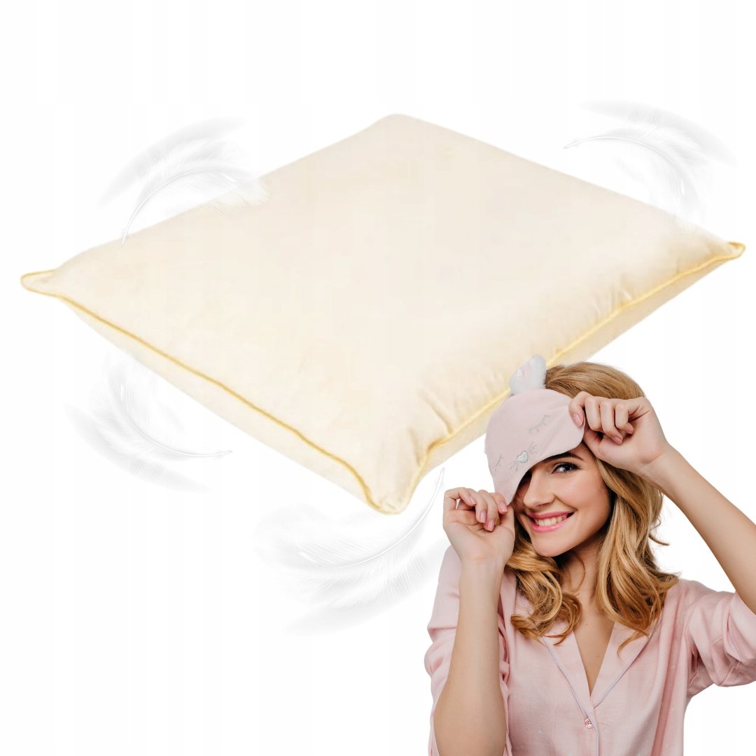 PODUSZKA PUCHOWA 70x80 BEŻOWA 2KG ANTYALERGICZNA MIĘKKA 100% BAWEŁNA