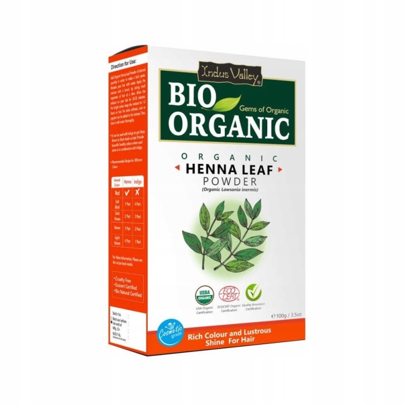 Proszek z BIO henny w 100% naturalny 100g Indus Valley