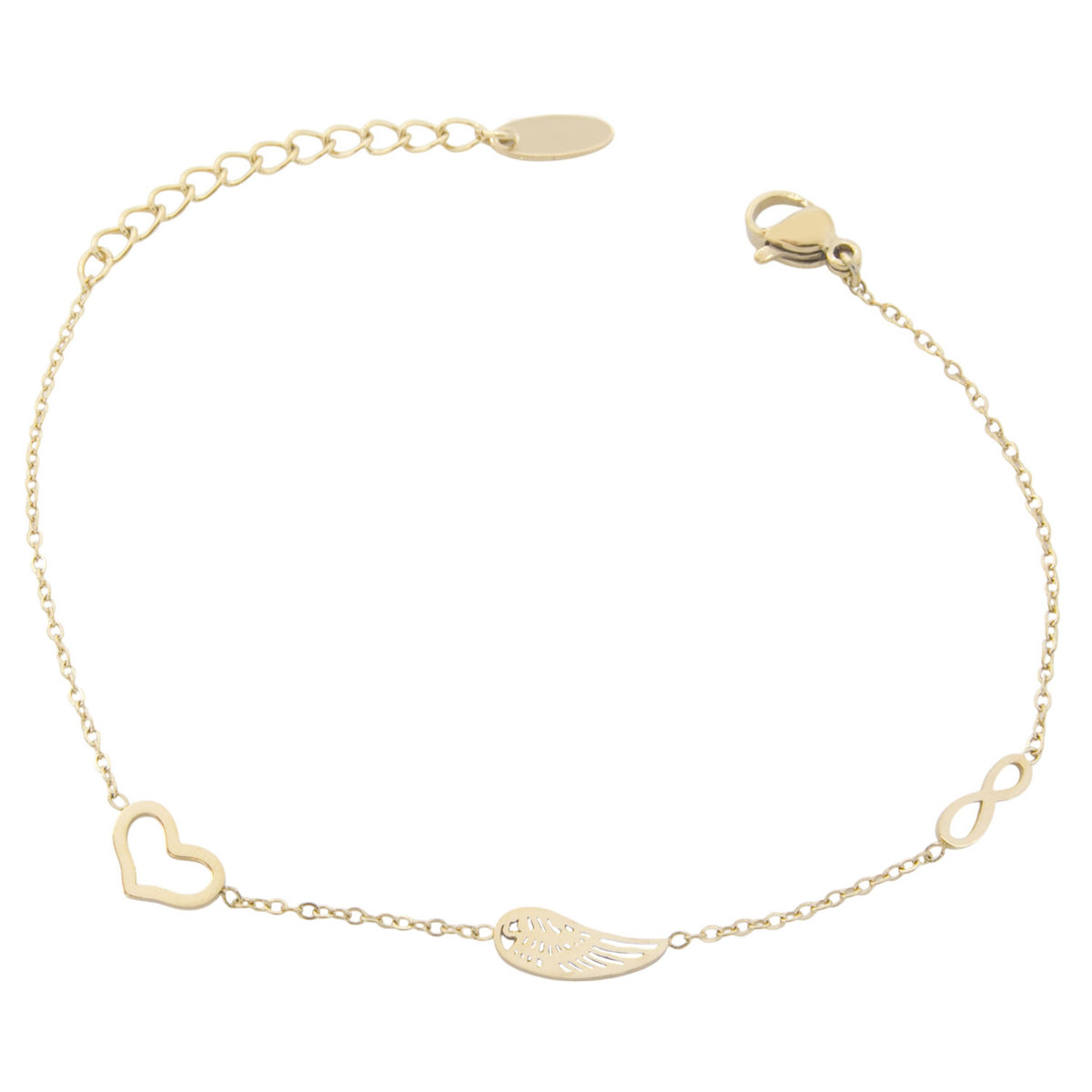 Złota bransoletka skrzydełko serce stal chirurgiczna