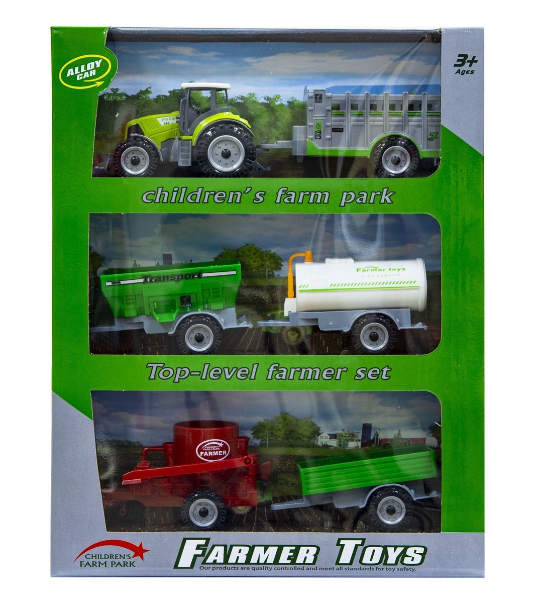 DLA NAJMŁODSZYCH TRAKTOR Z PIĘCIOMA PRZYCZEPAMI ZIELONY