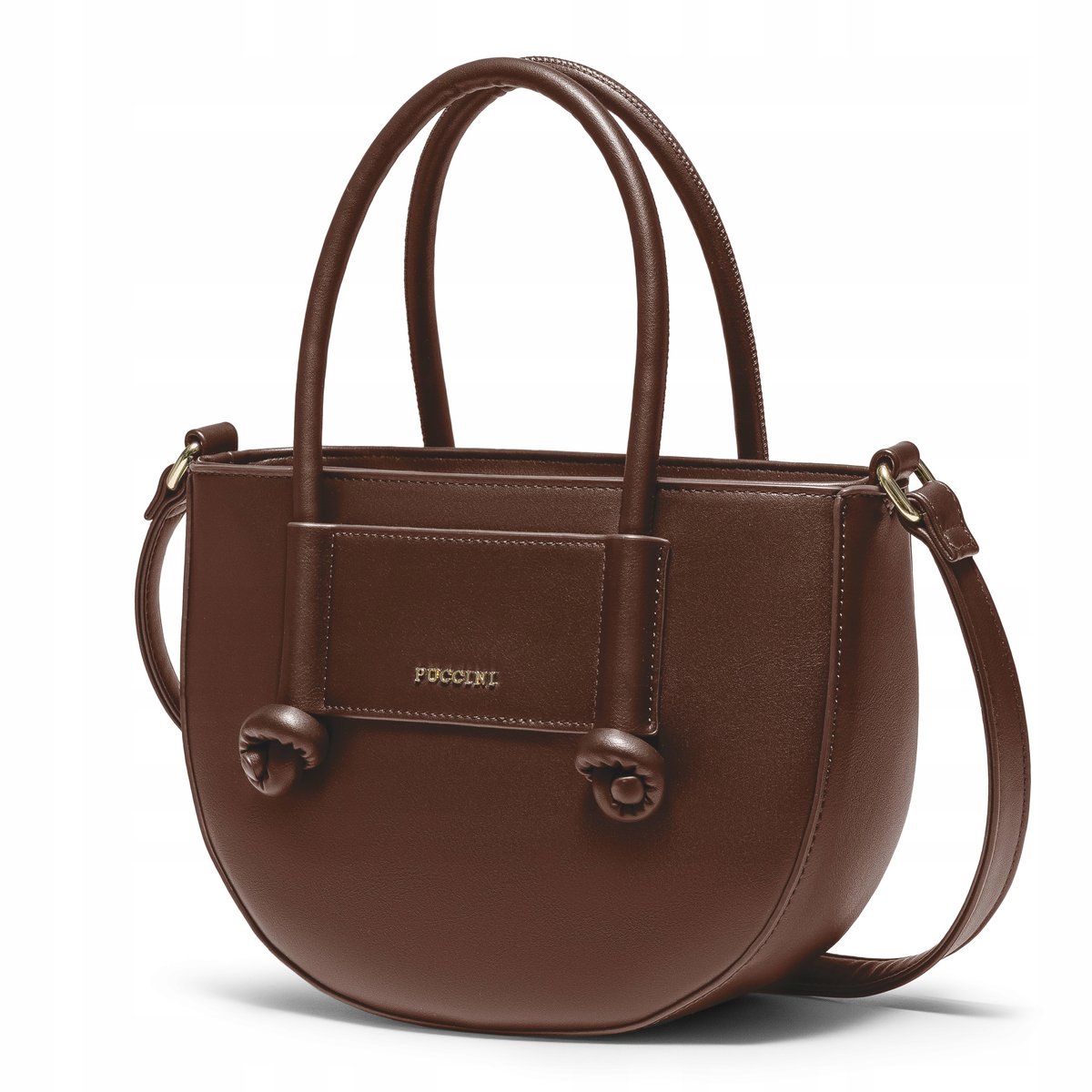 Torebka Damska Mała Crossbody z Uchwytami PUCCINI Brązowa BK2241224M-2D