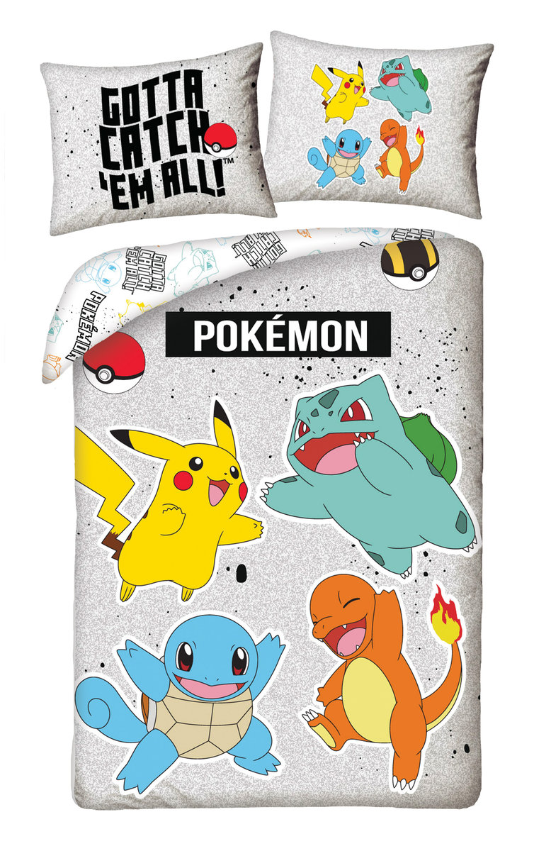 Pościel dziecięca Pokemon 140 x 200 cm mikrofibra Halantex pikachu bulba