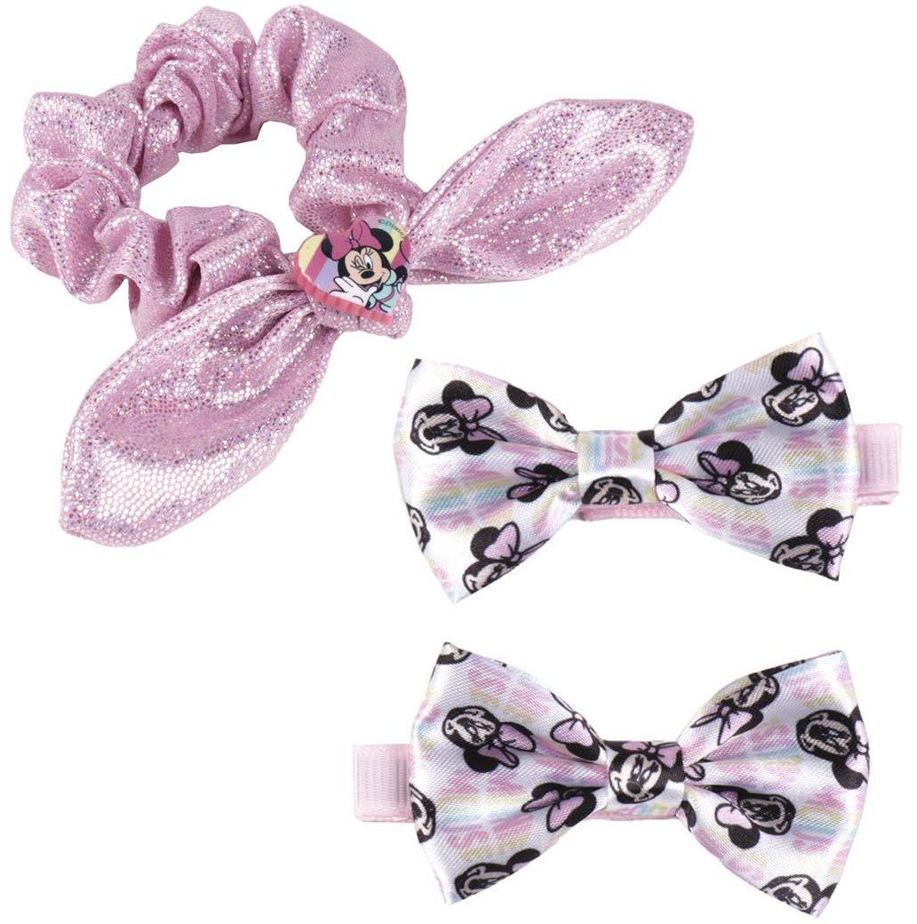 Akcesoria do włosów dla dziewczynki, Disney, Myszka Minnie, spinki i gumka, kolorowe