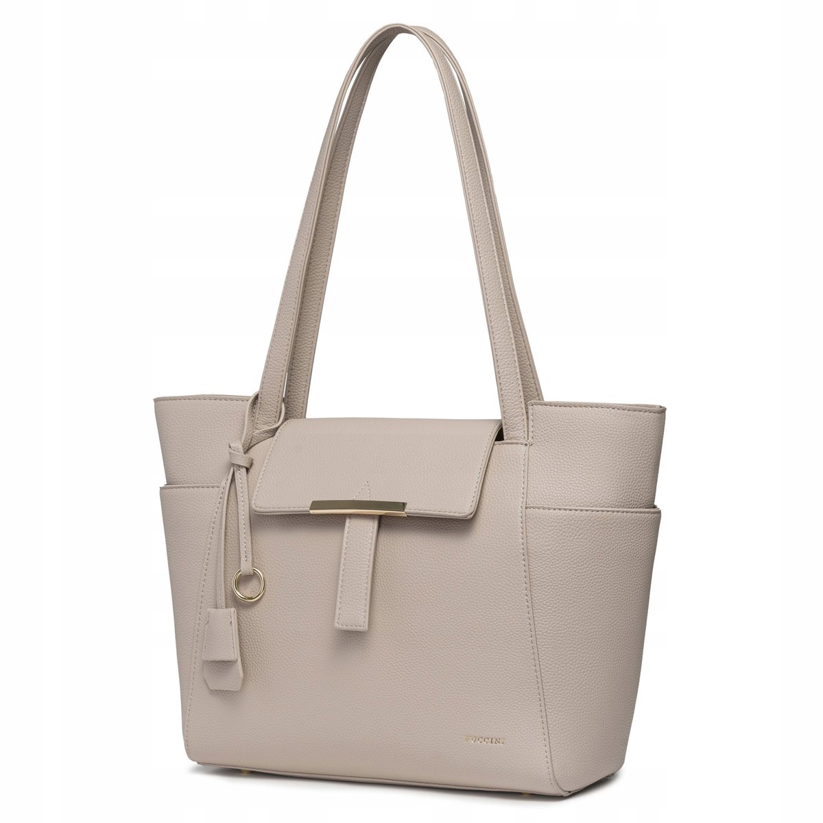 Torebka Damska Shopper Ekoskóra Duża Mieści A4 PUCCINI Beżowa BK1251008D-6A