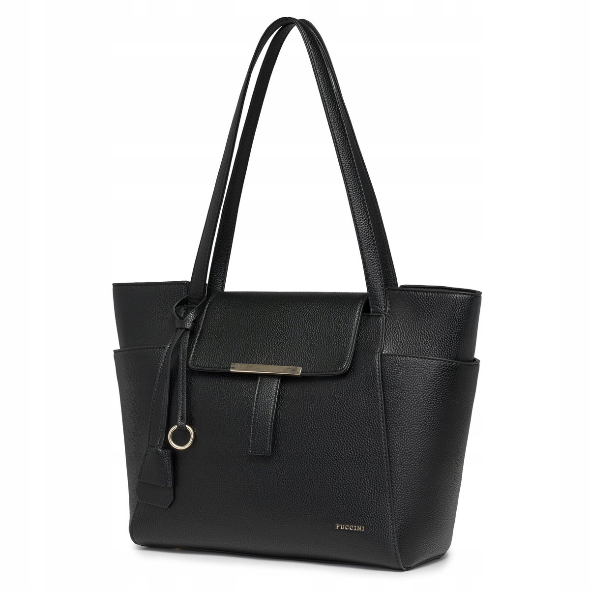 Torebka Damska Shopper Ekoskóra Duża Mieści A4 PUCCINI Czarna BK1251008D-1