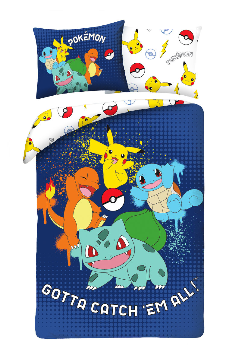 Pościel dziecięca Pokemon 140 x 200 cm mikrofibra Halantex pikachu bulba