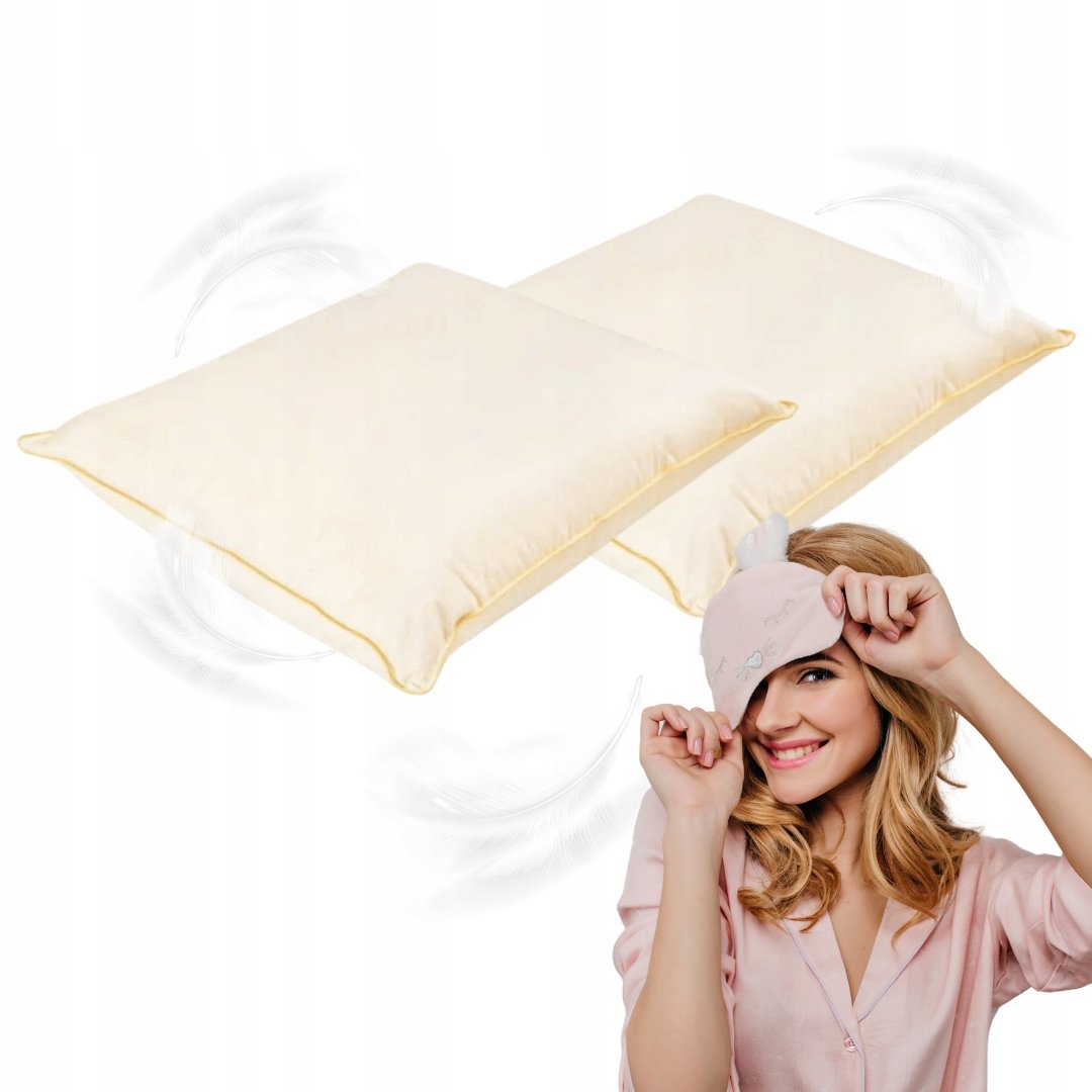 2X PODUSZKA PUCHOWA 70x80 4KG BEŻOWA ANTYALERGICZNA MIĘKKA 100% BAWEŁNA