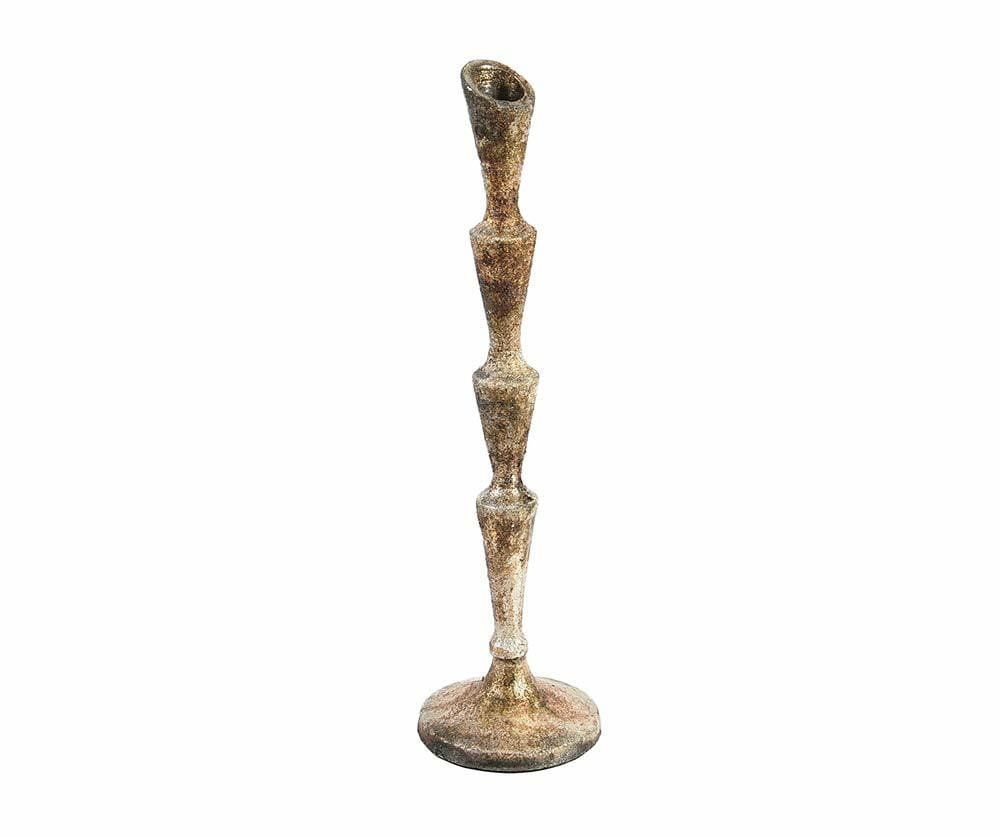 Barok old Świecznik wysoki, metalowy, zdobiony, złoto srebrny, 1c