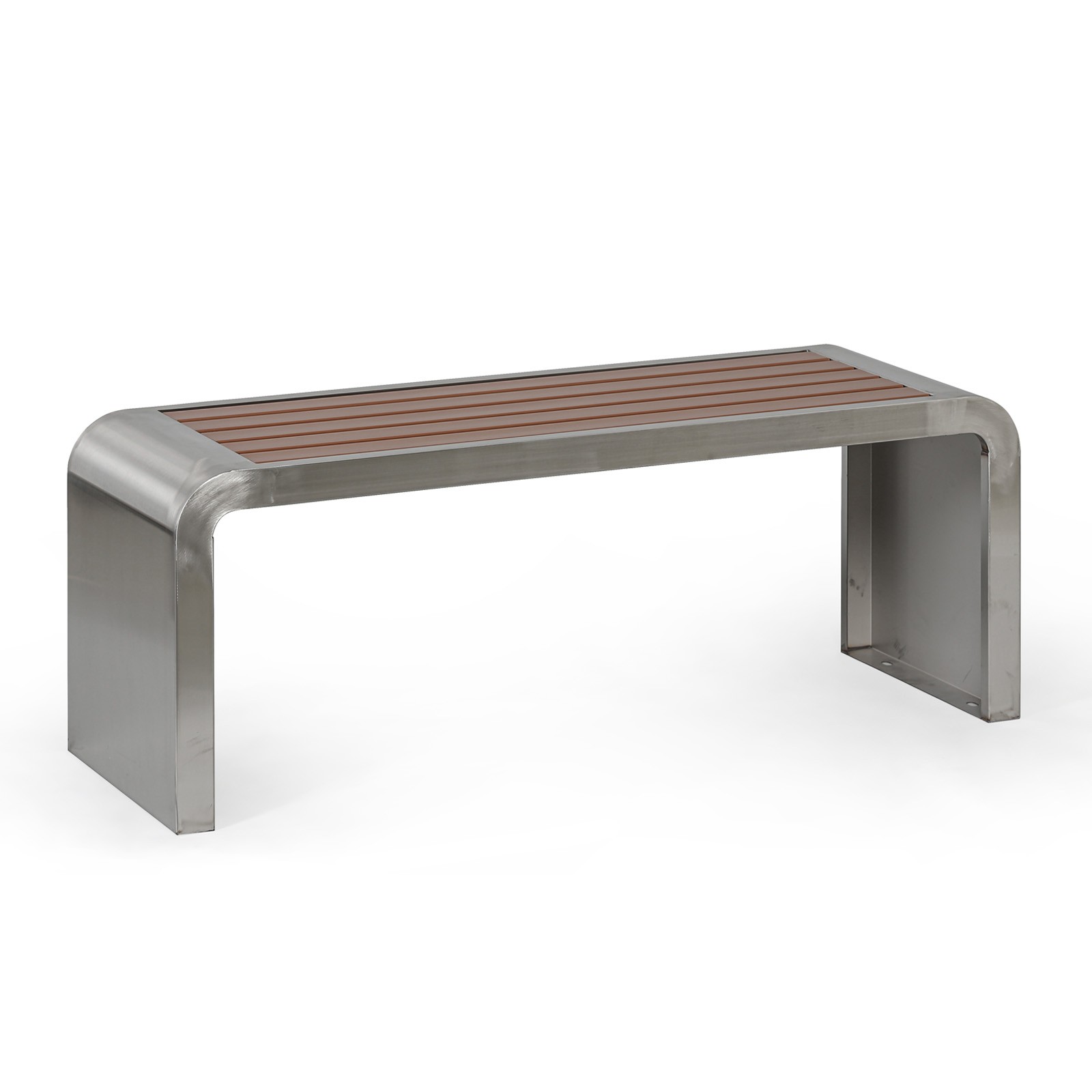 Ławka parkowa RESTO, 1200 mm, stal nierdzewna/brąz