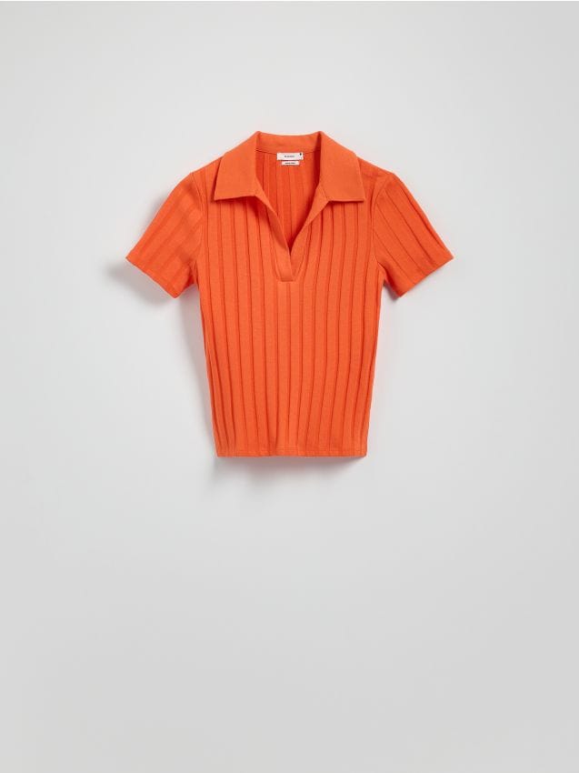 Reserved - Bluzka polo - pomarańczowy