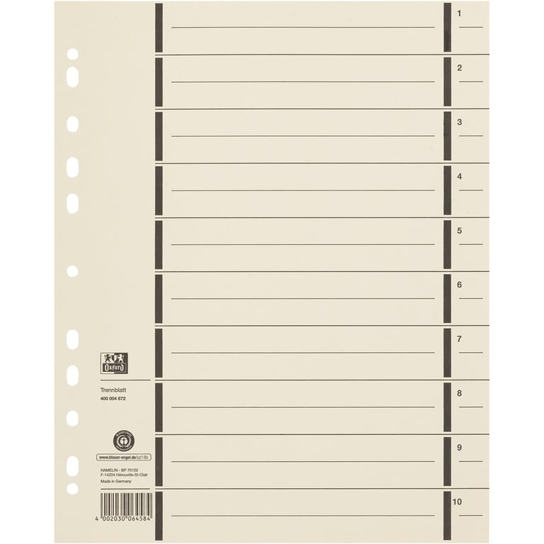 Oxford 400004672 przekładka Karton Beżowy 100 szt.
