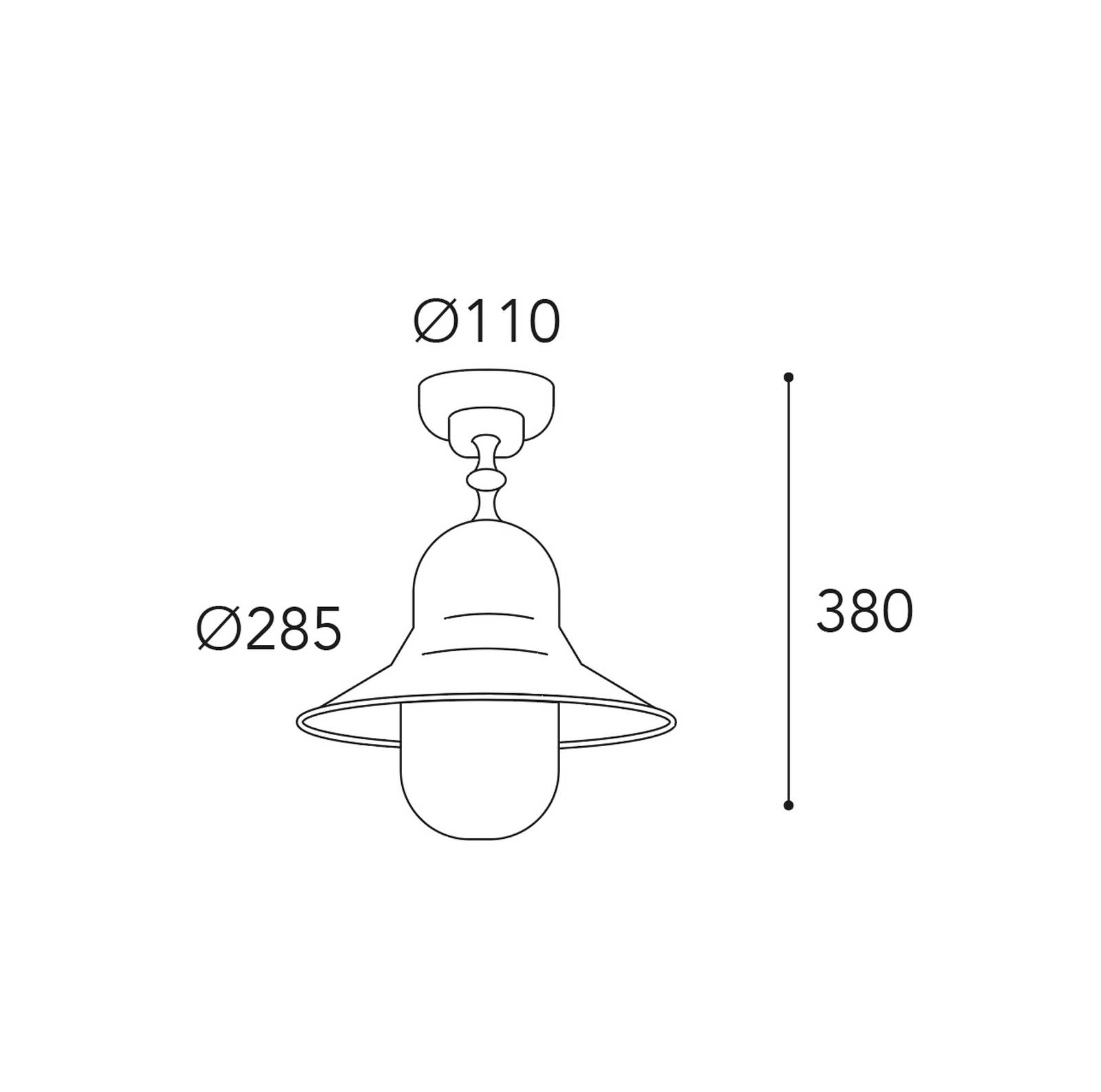 Moretti Luce Zewnętrzna lampa sufitowa Campanula 2095, antyczny mosiądz, Ø 29 cm IP44
