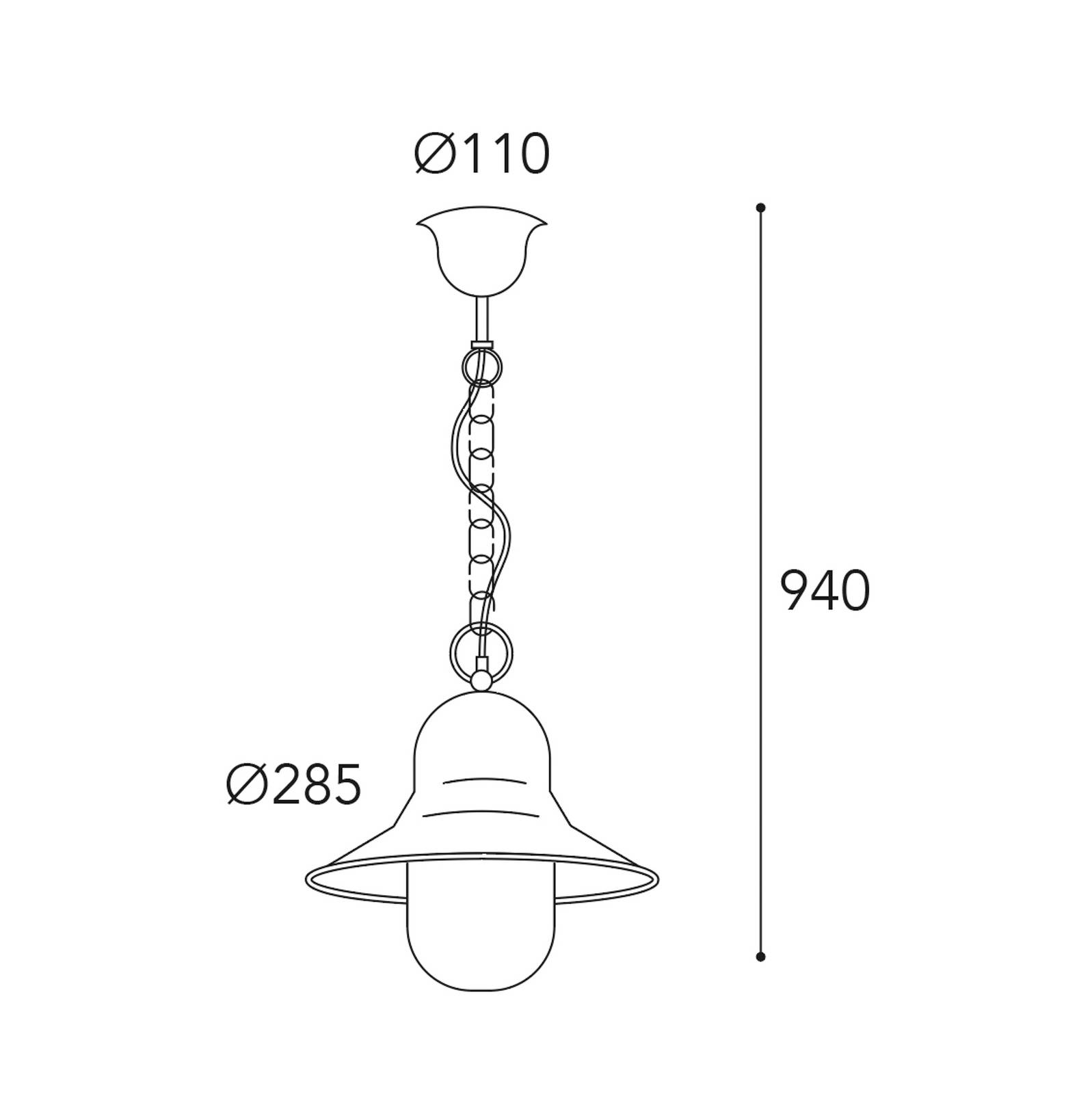 Moretti Luce Zewnętrzna lampa wisząca Campanula 2094, antyczny mosiądz, Ø 29 cm, IP44