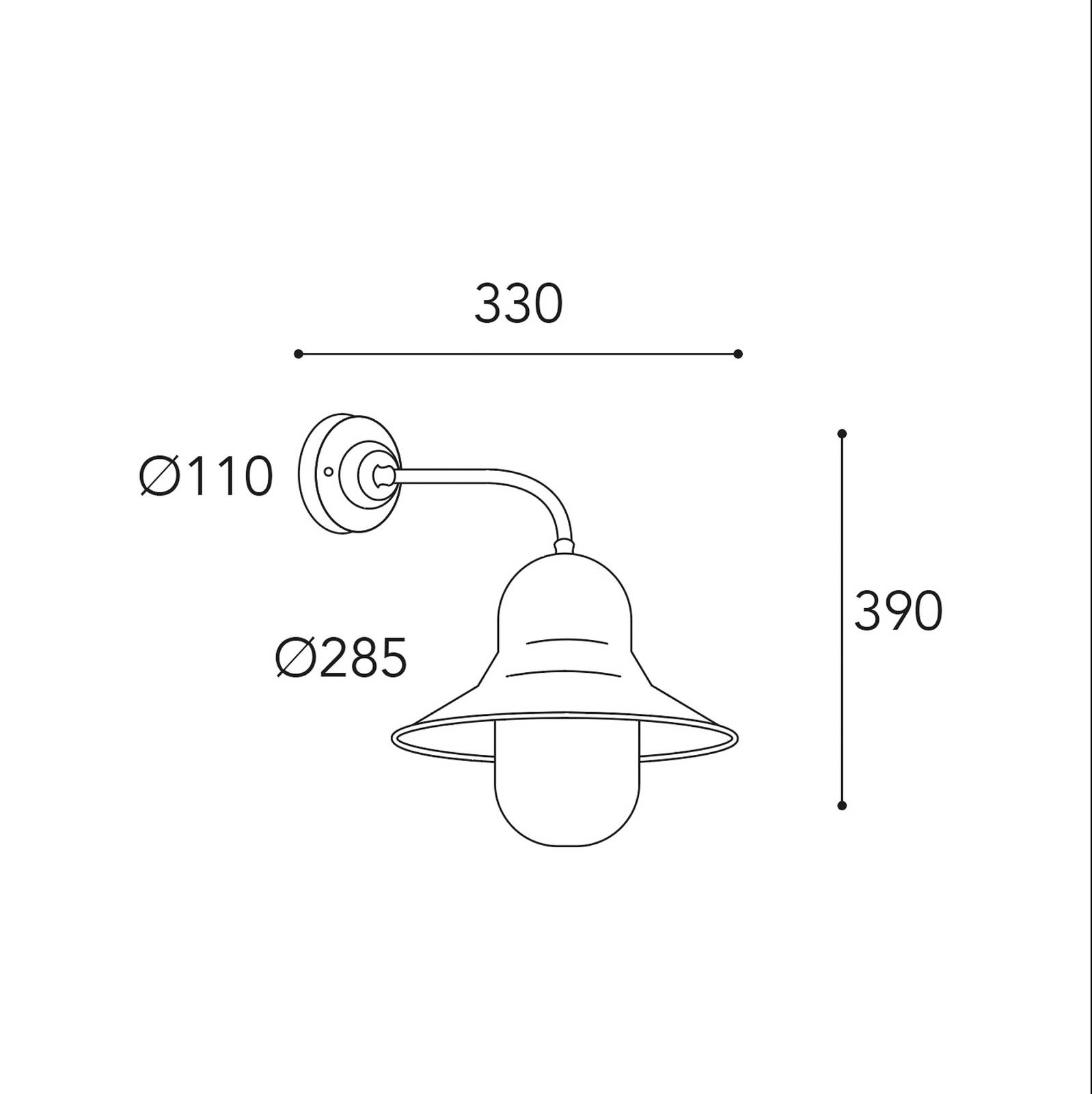 Moretti Luce Kinkiet zewnętrzny Campanula 2090 antyczny mosiądz głębokość 33 cm IP44