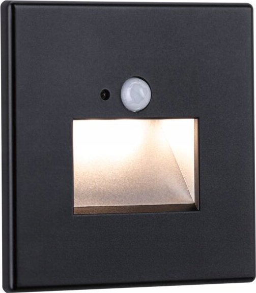 Oprawa schodowa Paulmann Oprawa przyschodowa EDGE LED czujnik ruchu i zmierzchu kwadrat 1x1,2W 120lm 2700K 230V czarny matowy / tworzywo sztuczne