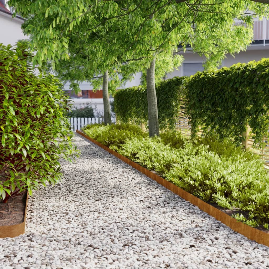 vidaXL Obrzeża trawnikowe, 10 szt., 10x103 cm, giętkie, stal Corten