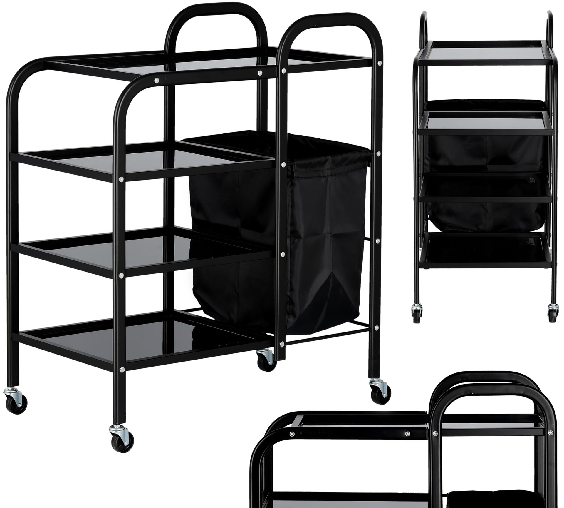 Pomocnik kosmetyczny fryzjerski do salonu uniwersalna szafka wózek stolik na kółkach z koszem