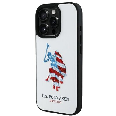 Etui US POLO ASSN Leather Big DH American Flag do Apple iPhone 15 Pro Max Biały