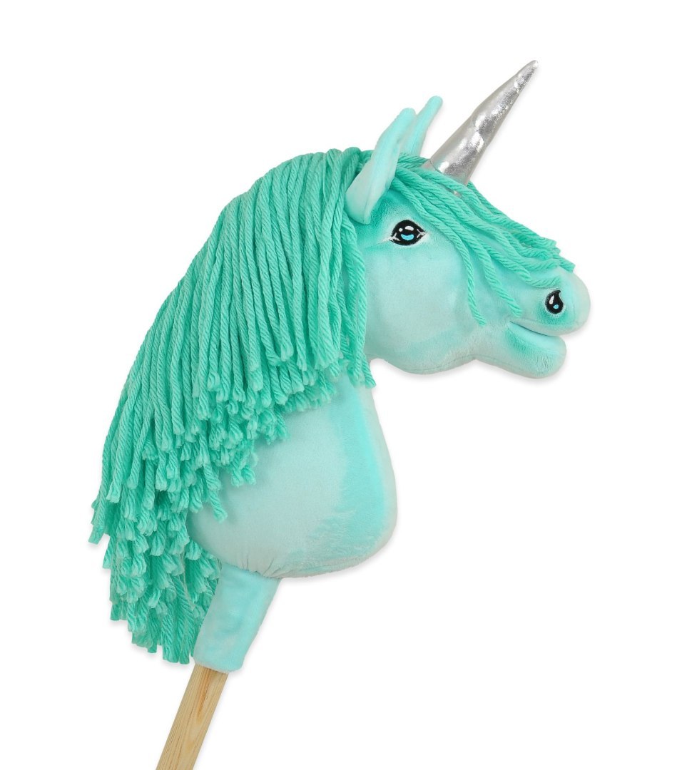 Hobby Horse Jednorożec na kiju mały miętowy z miętową grzywą i srebrnym rogiem