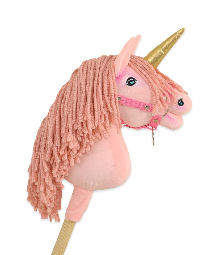 Hobby Horse Jednorożec na kiju mały różowy z różową grzywą i złotym rogiem