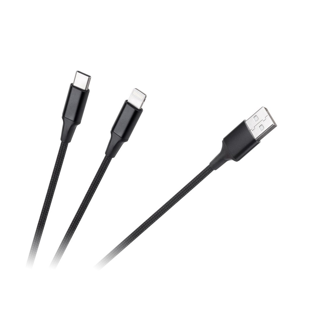 KPO3944 Kabel wtyk USB A - wtyk USB C/ wtyk lightningh (2w1) 1m