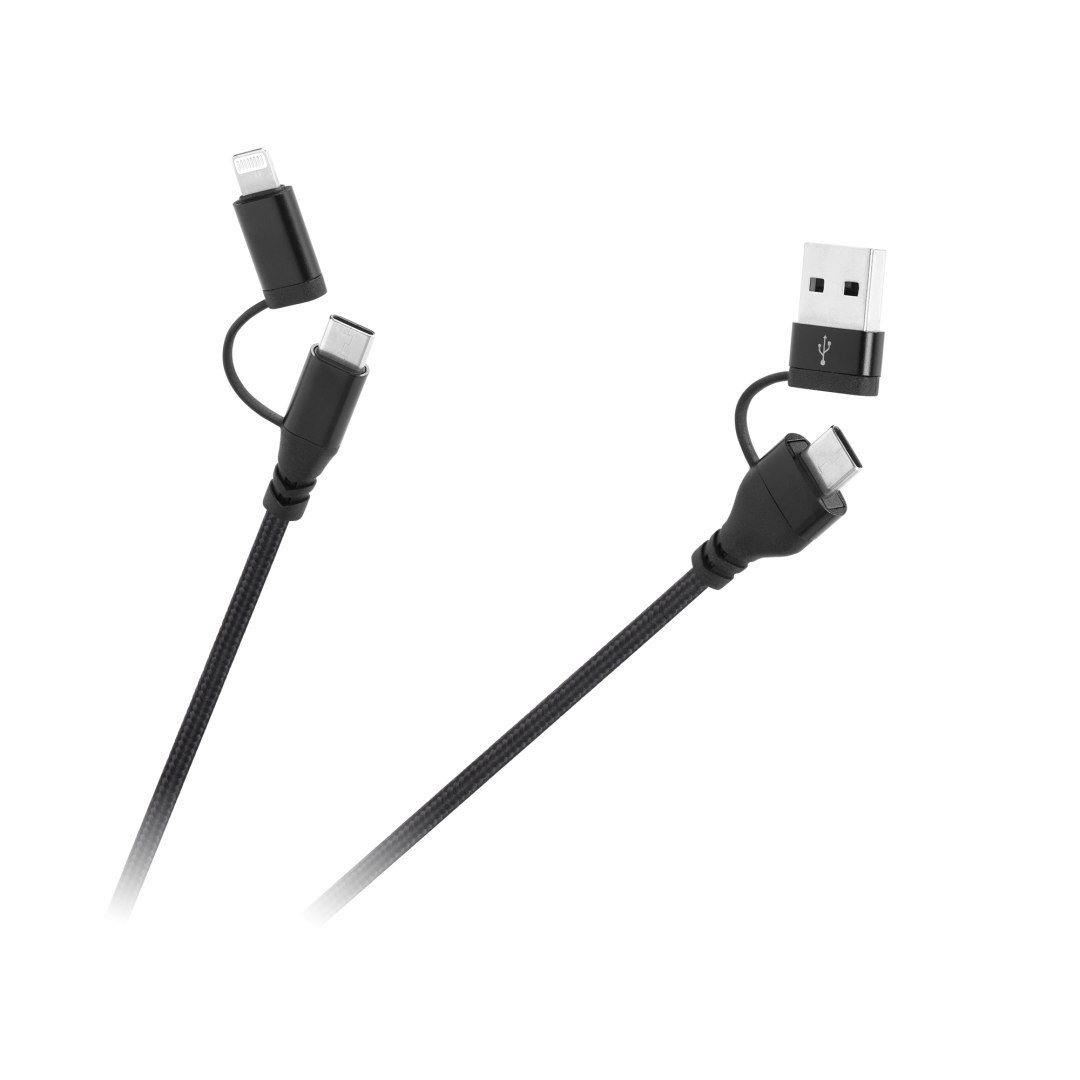 KPO3943 Kabel wtyk USB A/C - wtyk USB C/lightning (2+2) 1m
