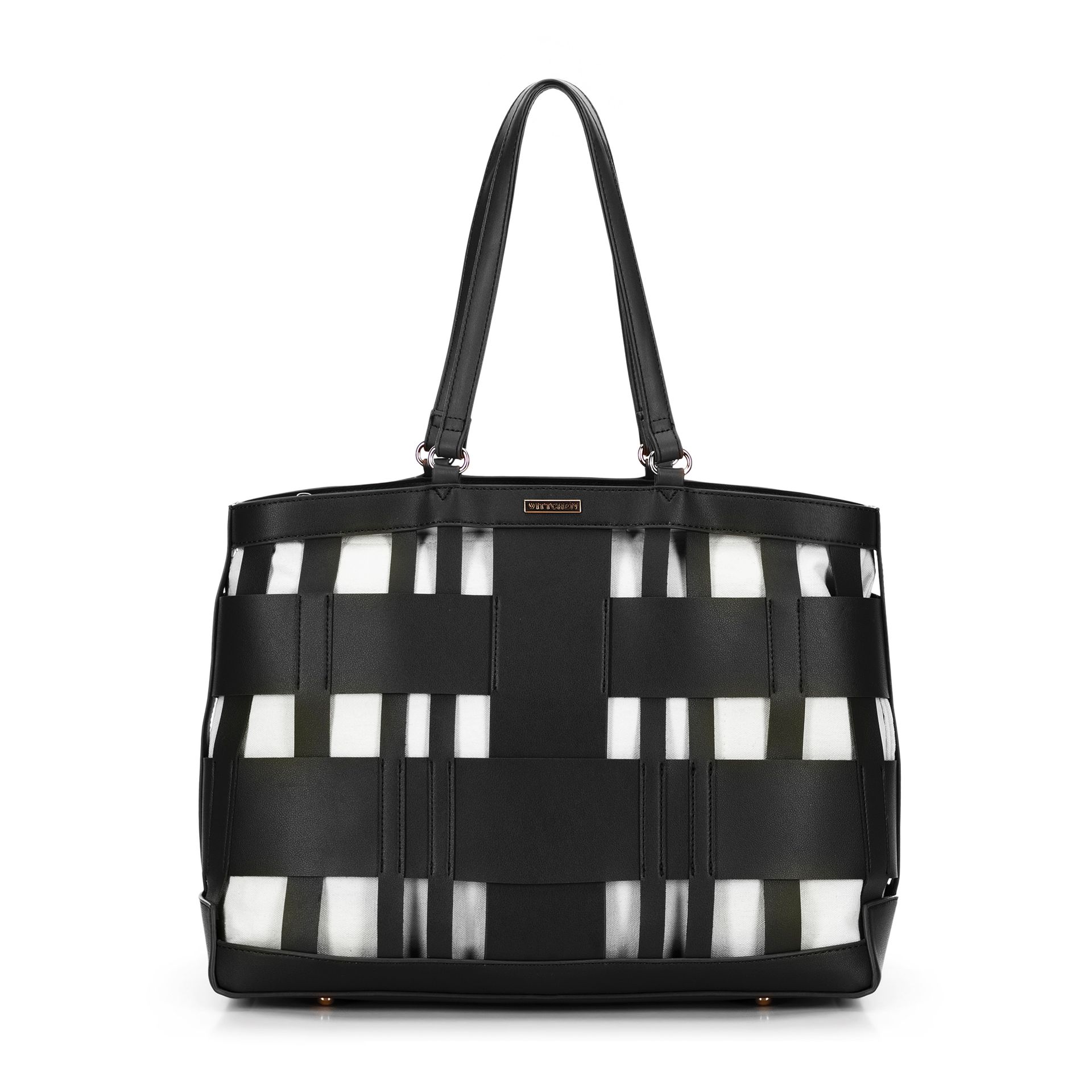 Pleciona shopperka z imitacji skóry czarna