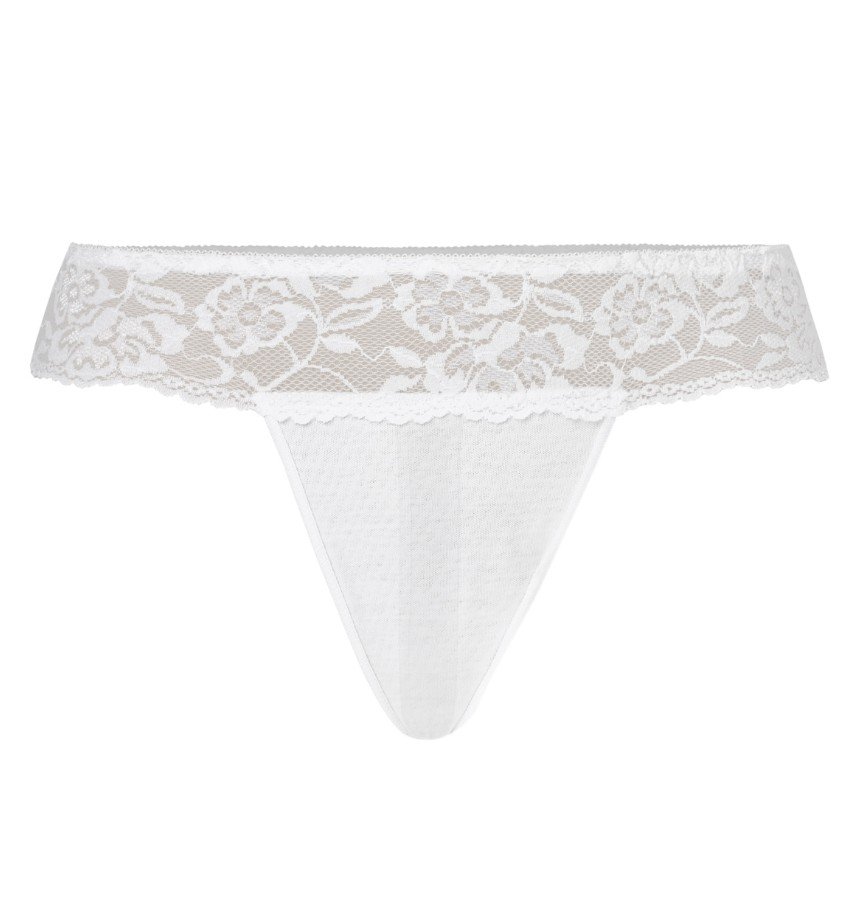 Stringi z szeroką koronką Comfo białe, Teyli