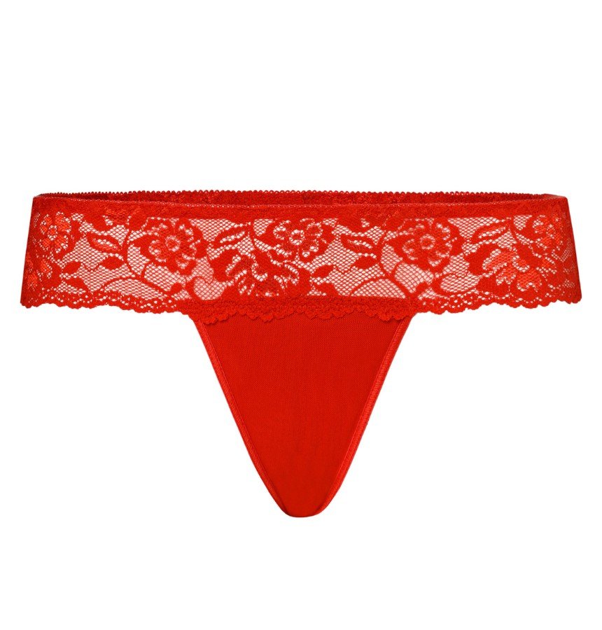 Stringi z szeroką koronką Comfo czerwone, Teyli