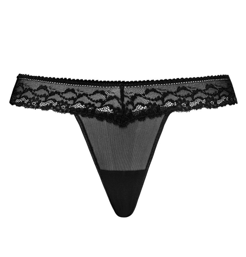 Stringi koronkowe siateczkowe Leo czarne, Teyli