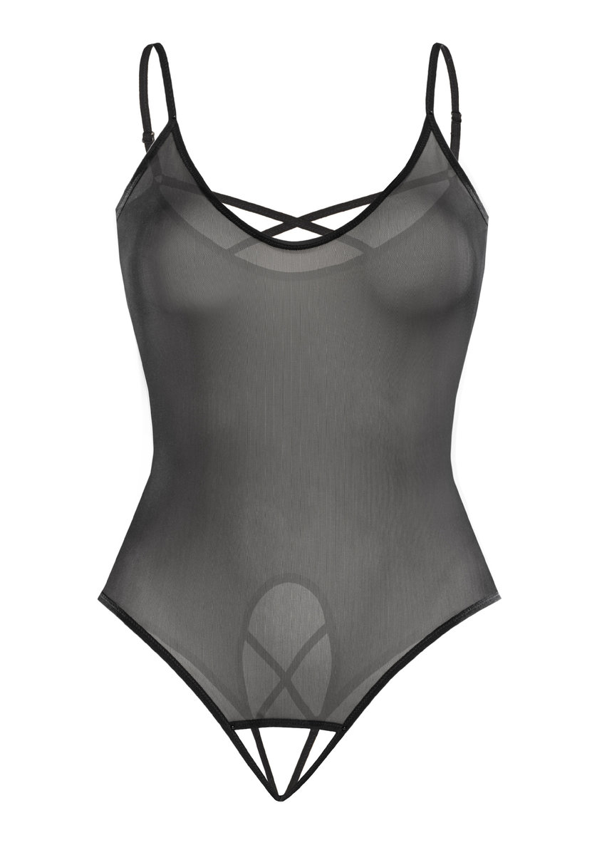 Prześwitujące Dopasowane Body Siateczkowe Silvia Czarne