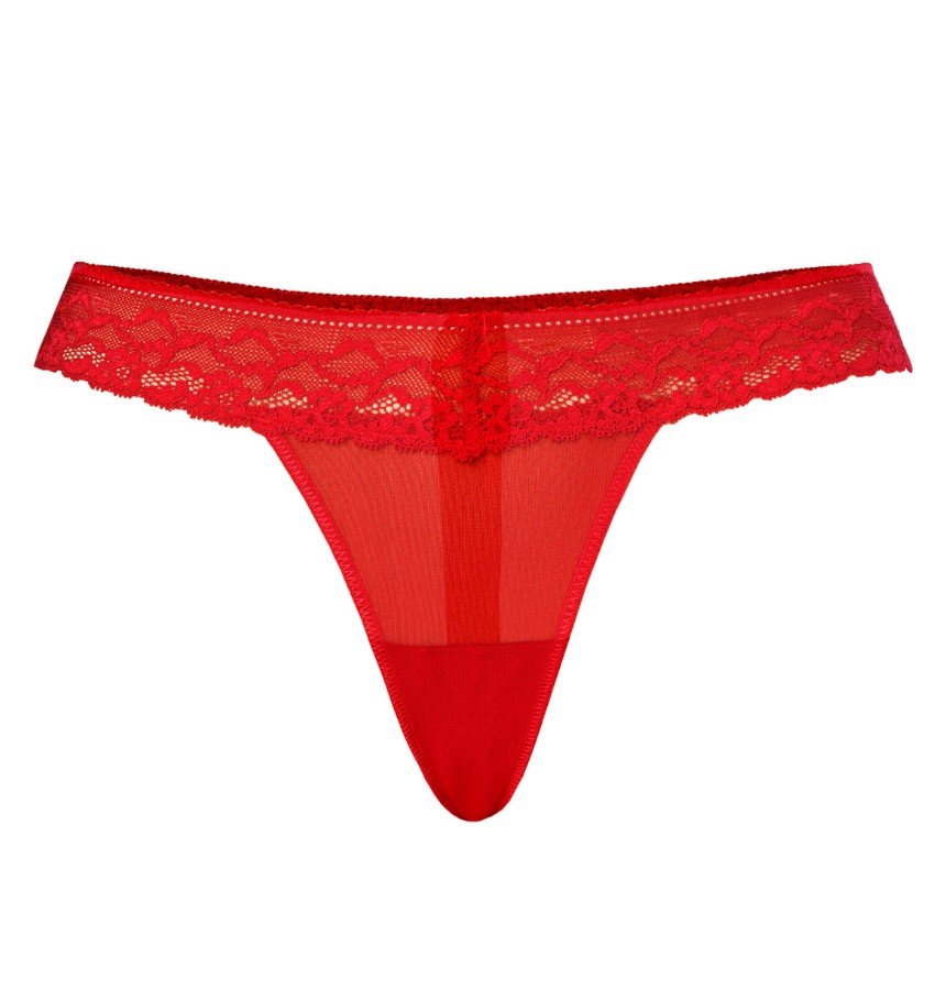 Stringi koronkowe siateczkowe Leo czerwone, Teyli