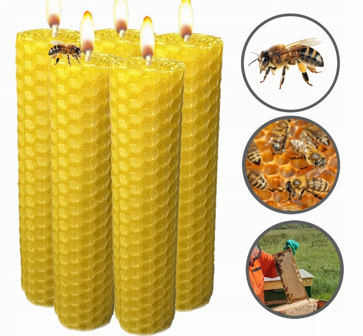 Świeca z Wosku Pszczelego - 5 szt.