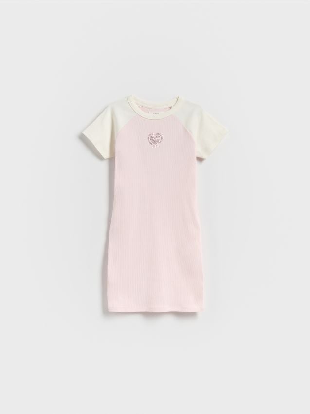 Reserved - Prążkowana sukienka - pastelowy róż