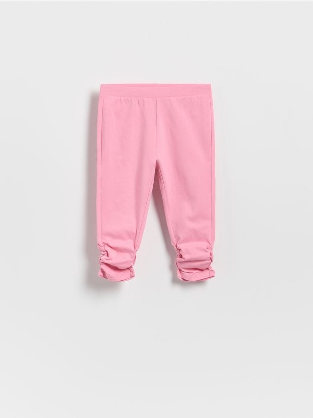 Reserved - Legginsy 3/4 z marszczeniem - różowy