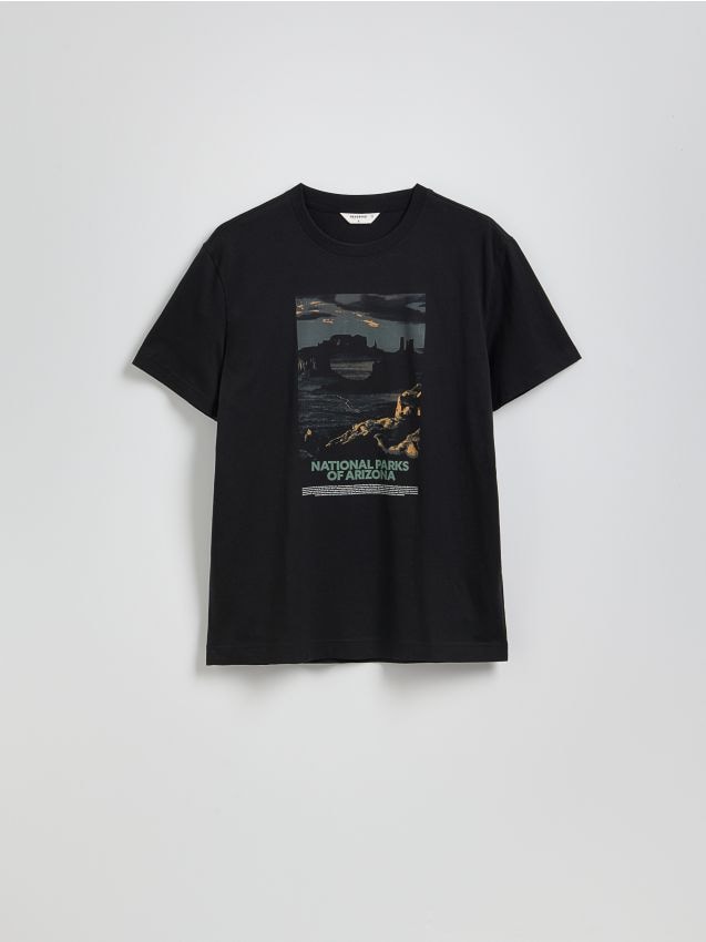 Reserved - T-shirt comfort z nadrukiem - czarny