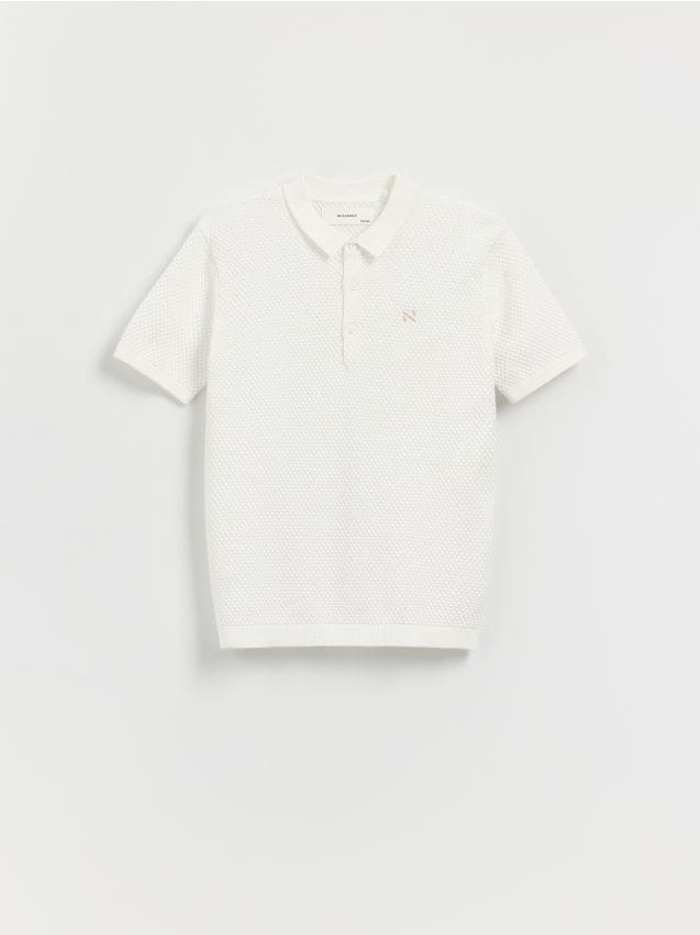 Reserved - T-shirt polo - złamana biel