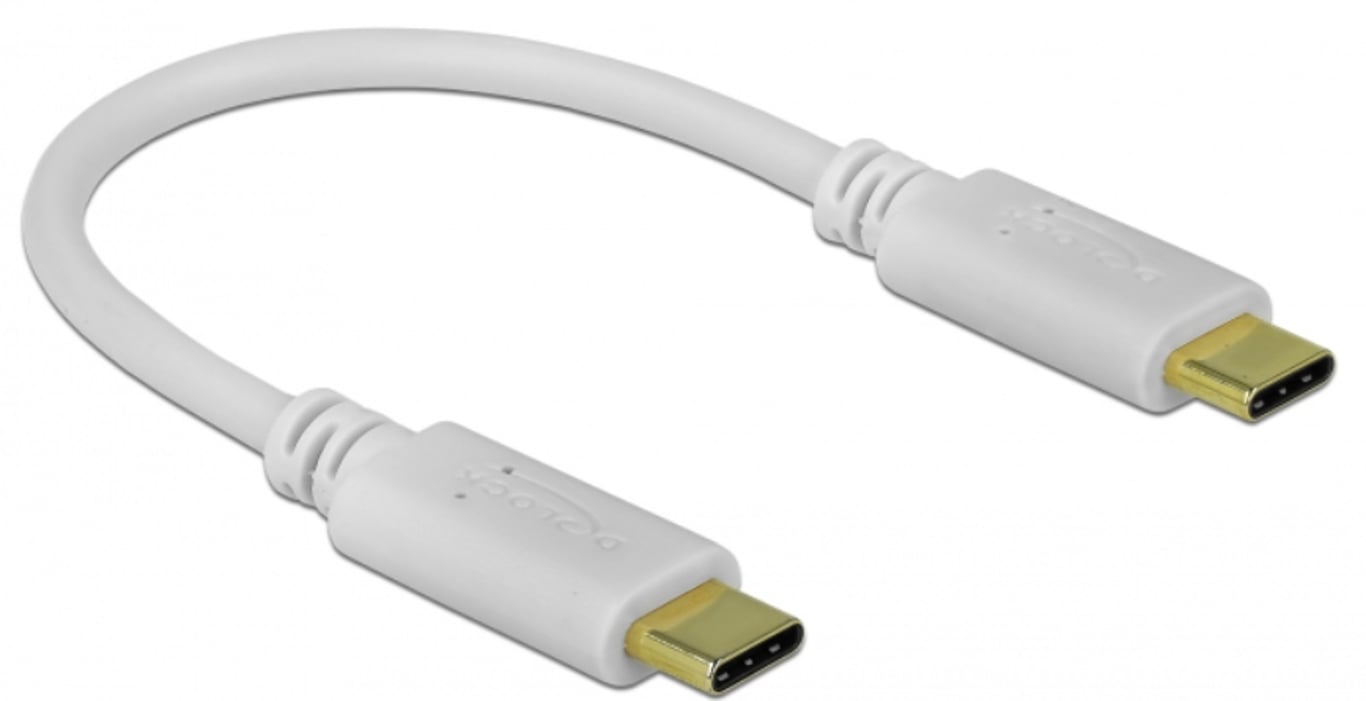 Kabel USB do ładowania, wtyczka USB-C > wtyczka USB-C (biała, 15cm, PD, ładowanie do 100 watów)