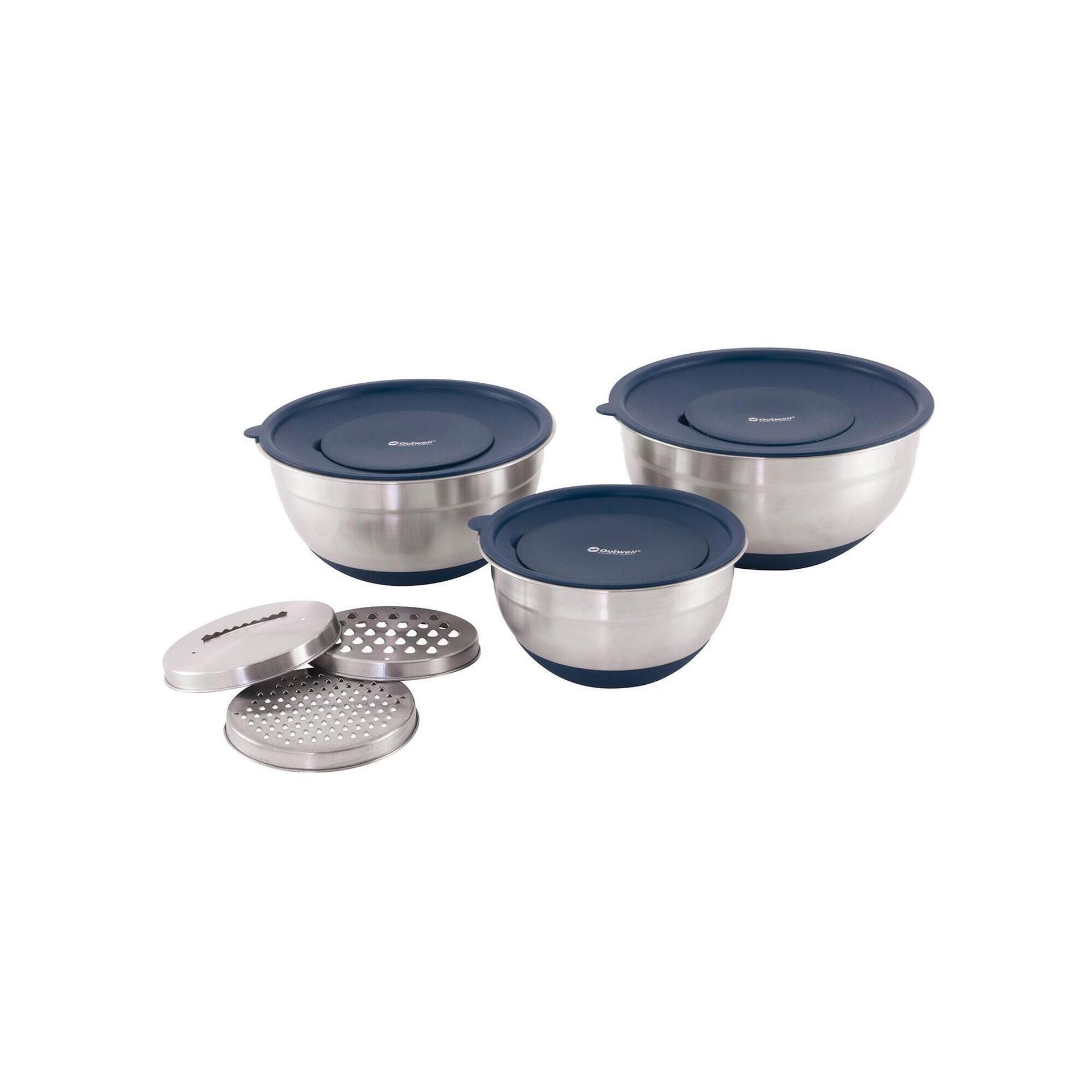 Zestaw naczyń Outwell Chef Bowl Set with Lids & Graters - silver