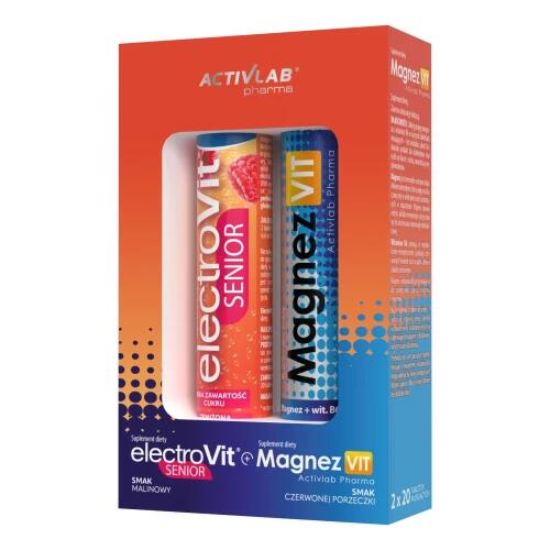 Suplement diety, ACTIVLAB PHARMA Zestaw ElectroVit Senior malinowy, 20tabl. mus. + MagnezVIT czerwona porzeczka, 20tabl. mus.