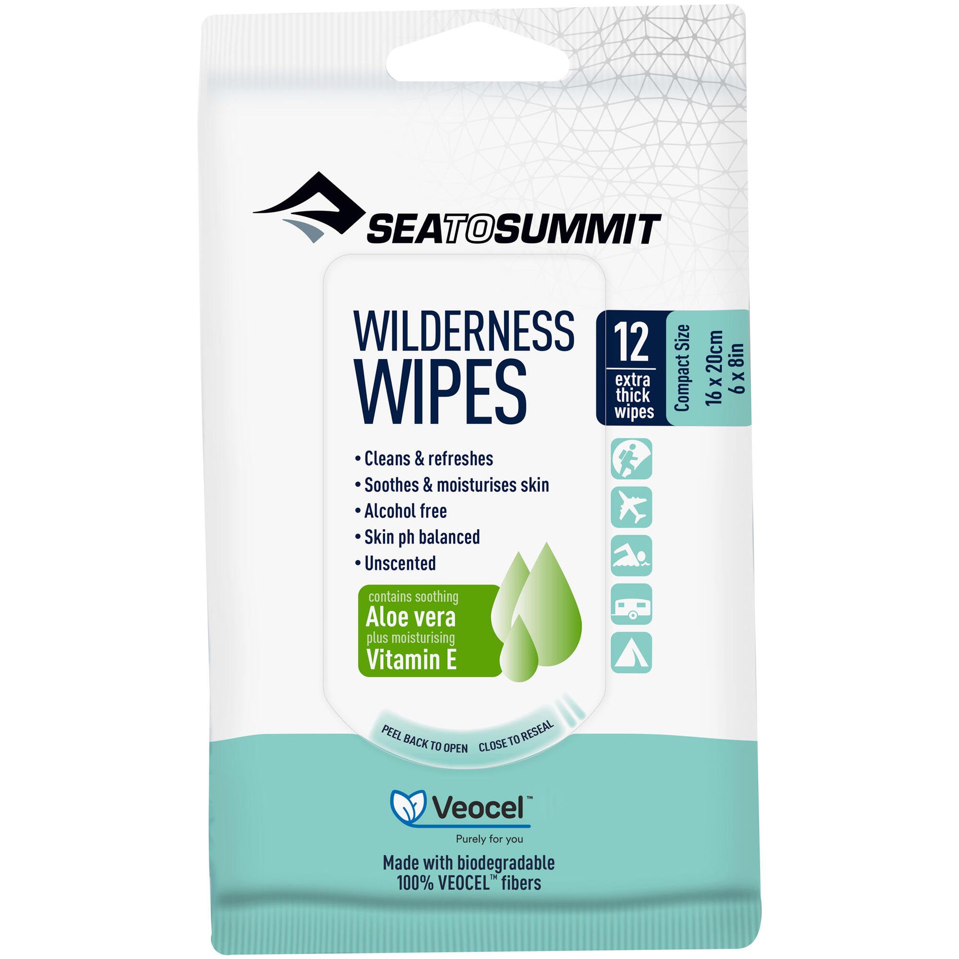 Chusteczki z aloesem odświeżające turystyczne Sea to Summit Wilderness Wipes Compact 12szt
