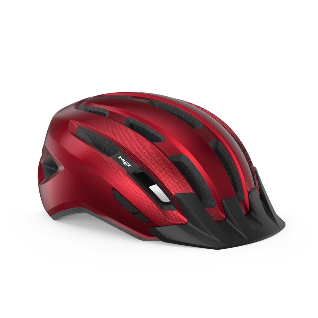 Kask rowerowy MET DOWNTOWN, czerwony błyszczący, rozmiar S/M
