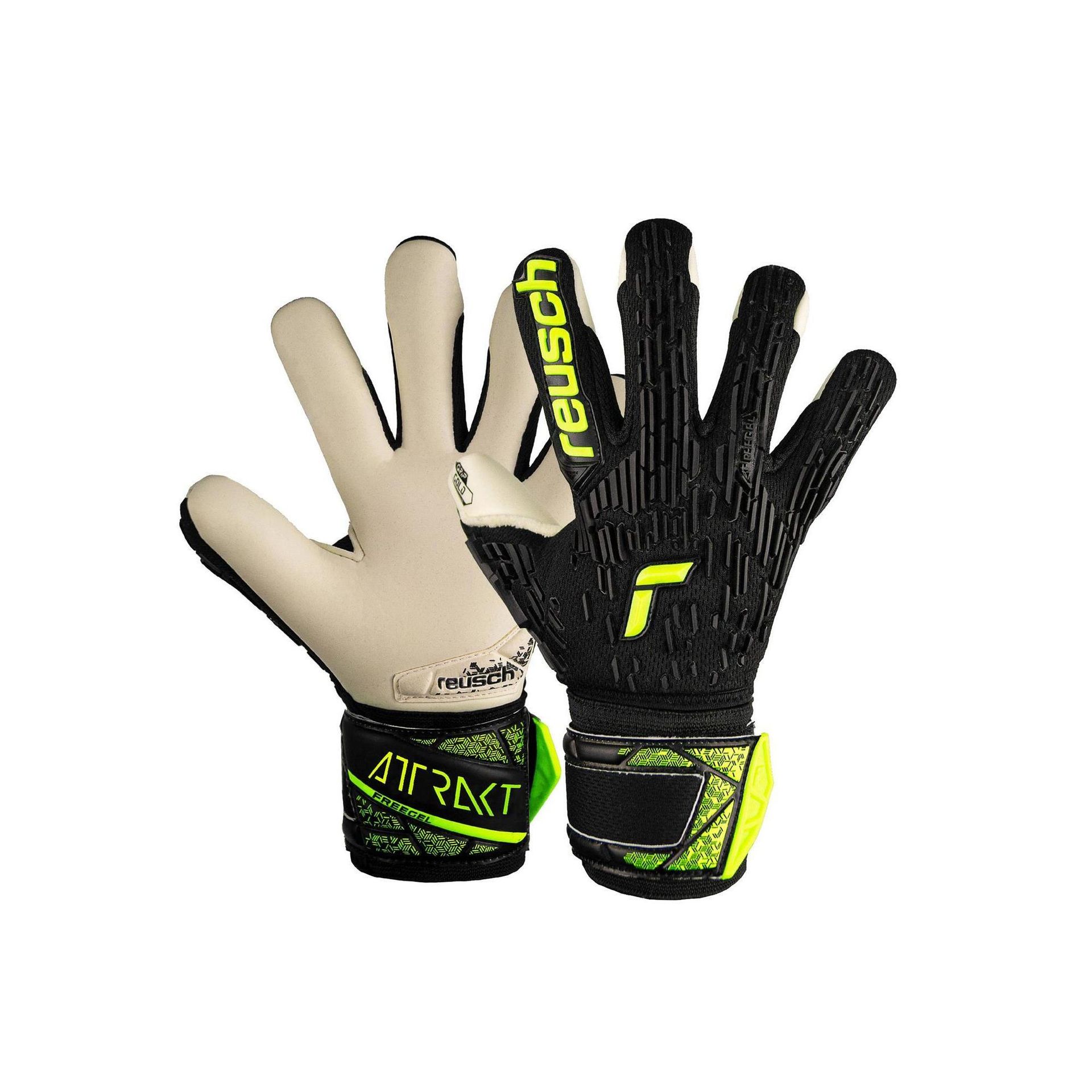 Rękawice bramkarskie dziecięce Reusch Attrakt Freegel Gold Finger Support Junior black/safety yellow WYSYŁKA W 24H 30 DNI NA ZWROT