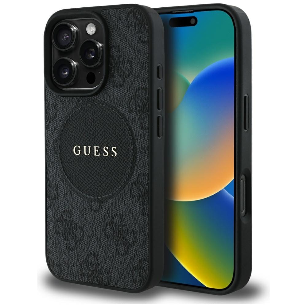 Etui Guess 4G Circle Classic Logo MagSafe do iPhone 16 Pro czarny