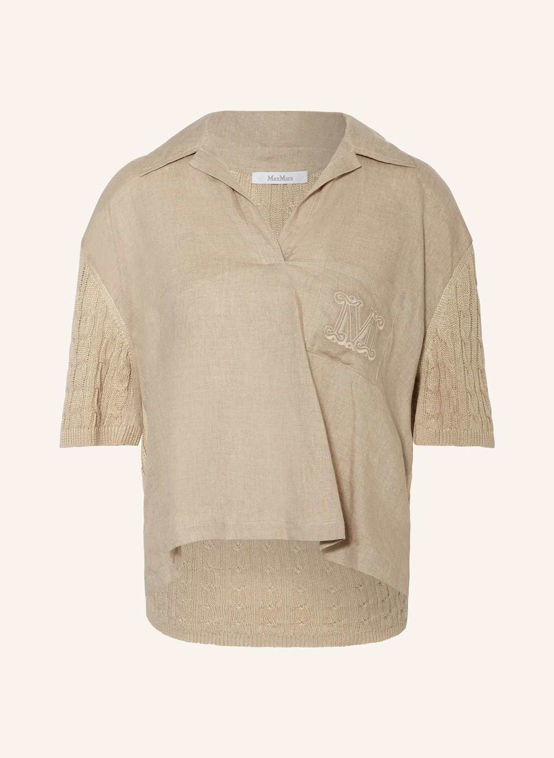 Max Mara Bluzka Pavidi Z Mieszanki Materiałów Z Lnu beige