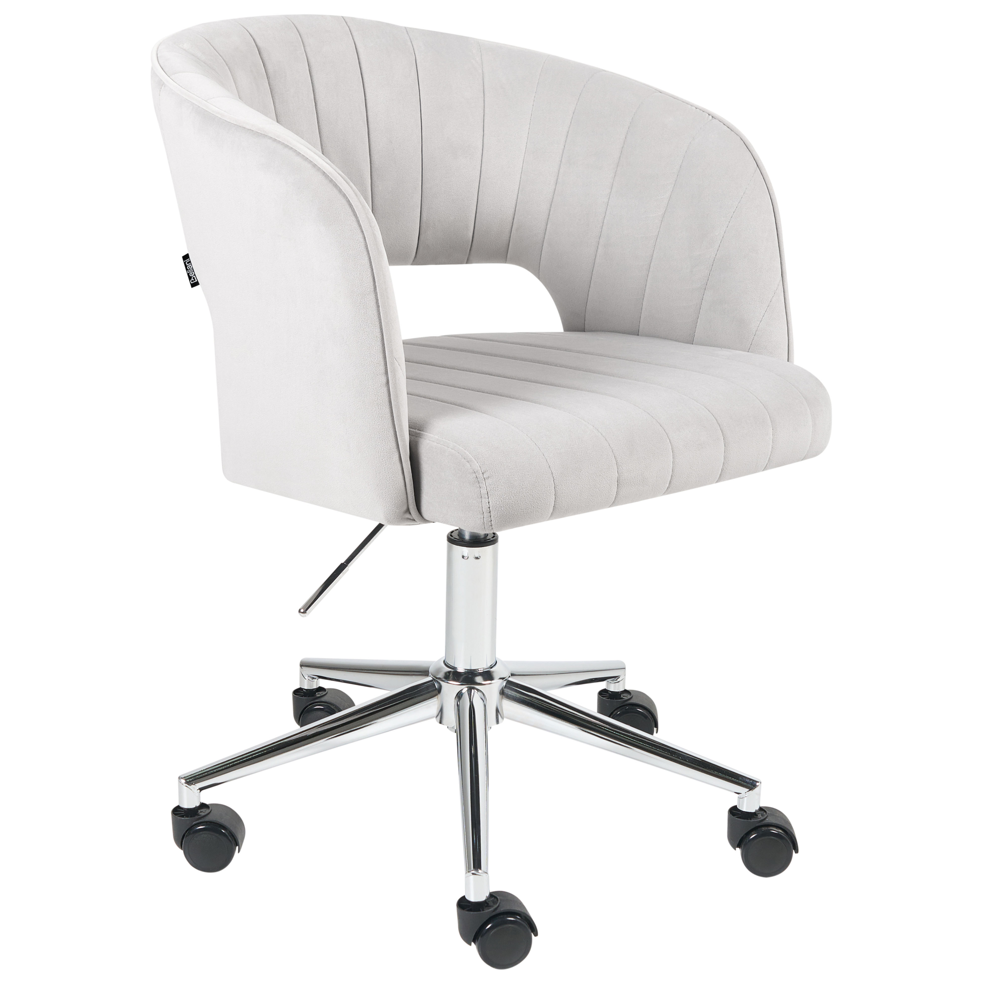 Beliani Krzesło obrotowe KATONAH Welur Jasnoszary