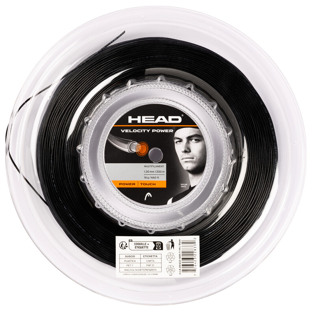 Naciąg tenisowy Head Velocity MLT Power Black (200 m) 1,30 mm