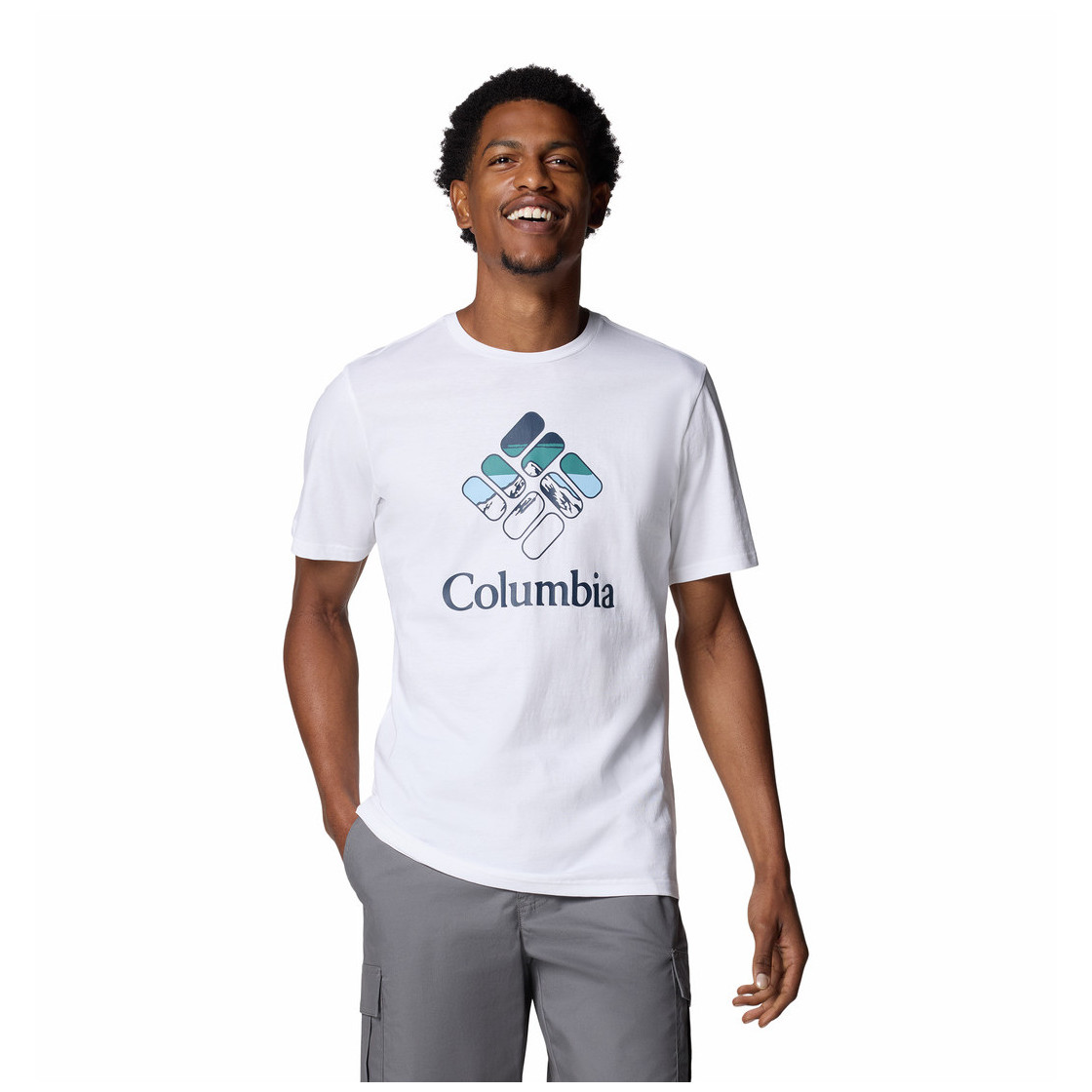 Koszulka męska Columbia M Rapid Ridge™ Graphic Tee Rozmiar: L / Kolor: biały/niebieski
